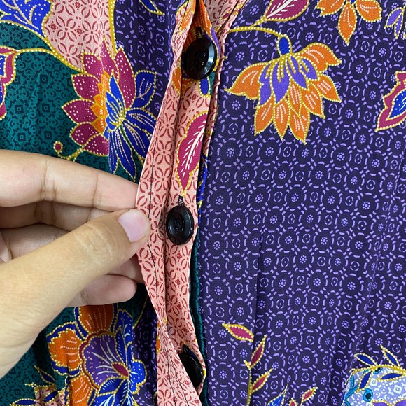 Johnny Was Jumpsuit Small Silk 1001 Nights Floral Boho Long Sleeve Straight Leg - Picture 5 of 11